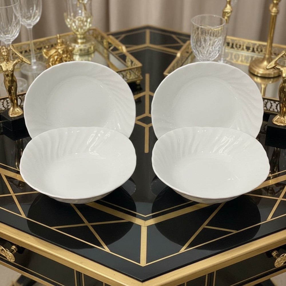 Johnson Brothers Regency White Dessert Bowls, Set Of 4, Swirl Ironstone England